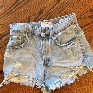 Cotton On Light Blue Distressed Jean Shorts